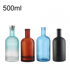 China Round shape frosted 500 ml liquor bottle with cork Manufacturer and Company | QLT