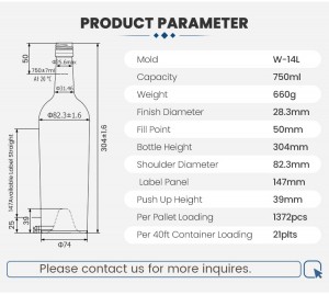 China W-14L 750ml 660g Red Wine Bottle Manufacturer and Company | QLT