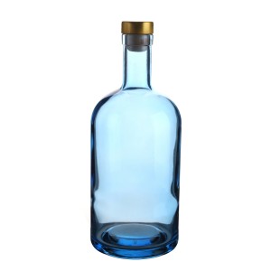 China Custom 1000 ml color glass liquor bottle with cork lid Manufacturer and Company | QLT