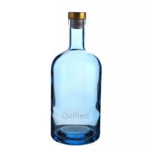 China 1000 ml blue color liquor round glass bottle with cork Manufacturer and Company | QLT