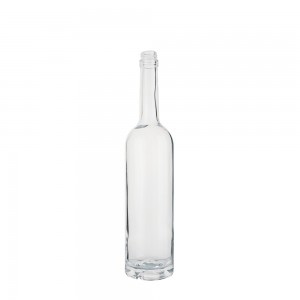 Long neck clear glass 750 ml liquor bottle