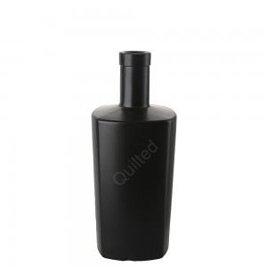 China 750 ml matte black liquor glass bottle with cork Manufacturer and Company | QLT