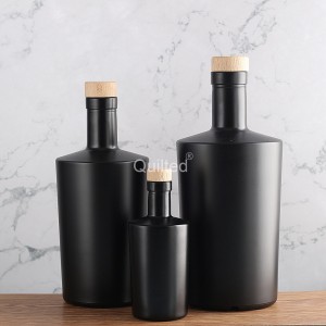 China 250 ml matte black and clear liquor glass bottle with cork Manufacturer and Company | QLT