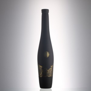 375 ml black color embossed liquor glass bottle