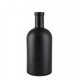 750 ml matte black liquor glass bottle with cork