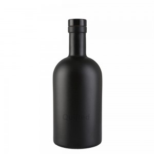 China 750 ml matte black liquor glass bottle with cork Manufacturer and Company | QLT