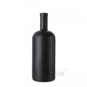 China Fancy round shape frosted 1000 ml liquor glass gin bottle Manufacturer and Company | QLT